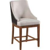 Gilsea Counter Chair in Brown Leatherette & Brown Fabric (Set of 2)