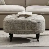 Upendo Ottoman with Casters in Pattern Fabric