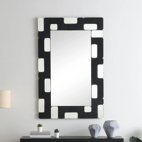 Dara Accent Wall Mirror in Black Finish