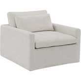 Frederick Swivel Accent Chair with Pillow in Ivory Fabric