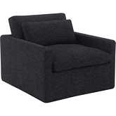 Frederick Swivel Accent Chair with Pillow in Dark Gray Fabric