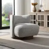 Lisa Accent Chair in Gray Tweed & Wood