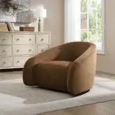 Zoey Swivel Accent Chair in Chocolate Brown Suede