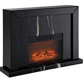 Drisana Fireplace in Black Marble Grain Design & Mirrored Finish