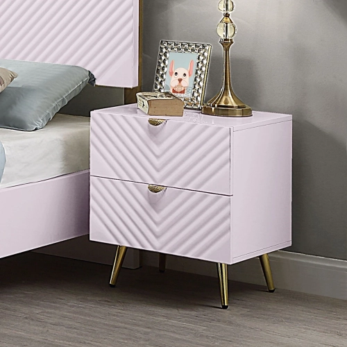 Gaines Nightstand in High Gloss Pink