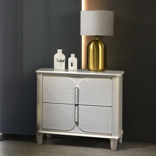 Laveda Nightstand in Pearl White Finish Wood
