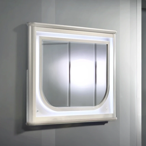 Laveda Mirror w/ LED in Pearl White Finish Wood