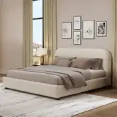 Arden King Bed in Beige Boucle Fabric
