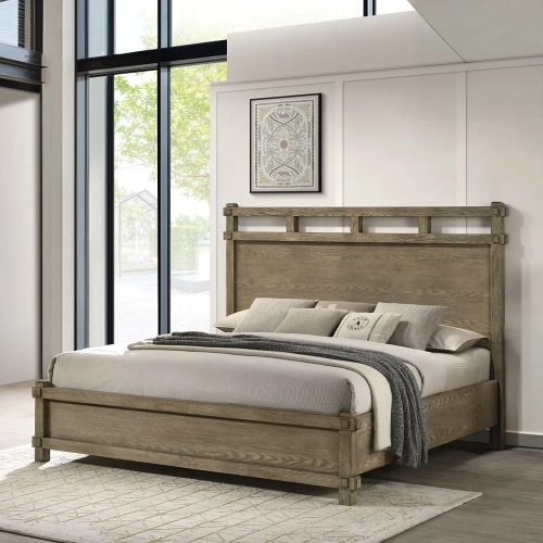 Colton King Bed in Antique White Oak Finish