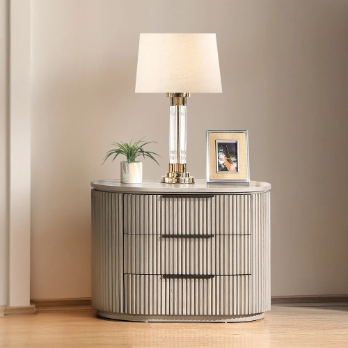 Leanna Nightstand w/ USB Port in Light Oak Veneer
