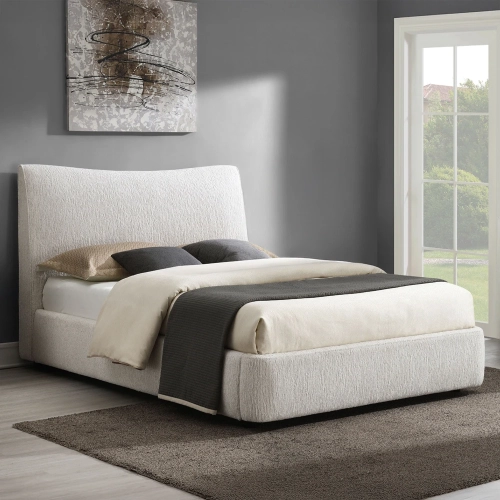 Renee Queen Bed in Aperol Beige Chenille