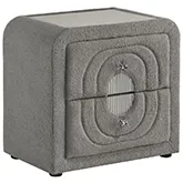 Shelyn Nightstand in Gray Teddy Sherpa & Chrome