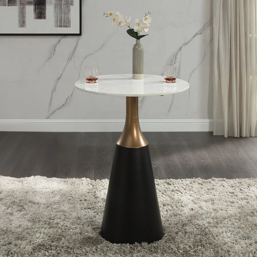 Jaramillo 39" Counter Dining Table in Engineered Marble, Gold & Black Metal