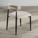 Jaramillo Dining Chair in Beige Linen, Gold Metal & Black (Set of 2)