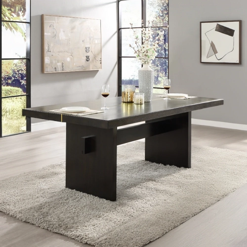 Jaramillo 80" Dining Table in Rustic Espresso Brown Wood & Gold Metal