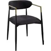 Jaramillo Dining Arm Chair in Black Chenille, Gold & Black Metal (Set of 2)