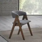 Keiki Dining Chair in Gray Fabric & Walnut Finish (Set of 2)