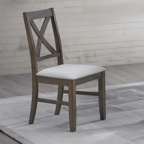 Marit Dining Chair in Gray Wood & Neutral Fabric (Set of 2)
