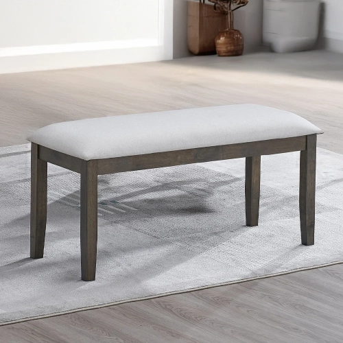 Marit Dining Bench in Gray Wood & Neutral Fabric