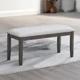 Marit Dining Bench in Gray Wood & Neutral Fabric
