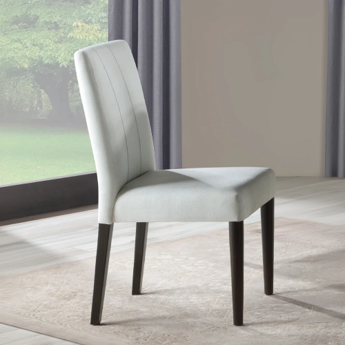 Carena Dining Chair in Light Gray Fabric & Walnut Finish Wood (Set of 2)