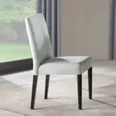 Carena Dining Chair in Light Gray Fabric & Walnut Finish Wood (Set of 2)