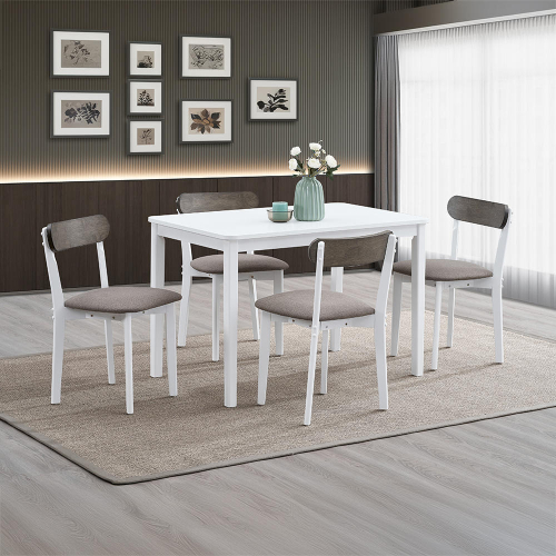 Fidelity 5 Piece Dining Set in White & Gray Finish