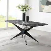 Klaus 71" Dining Table in Crystal Tempered Glass & Black Metal