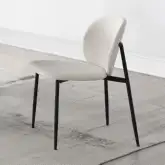 Klaus Dining Chair in White Boucle & Black Metal (Set of 2)