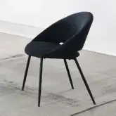 Klaus Dining Chair in Navy Blue Boucle & Black Metal (Set of 2)
