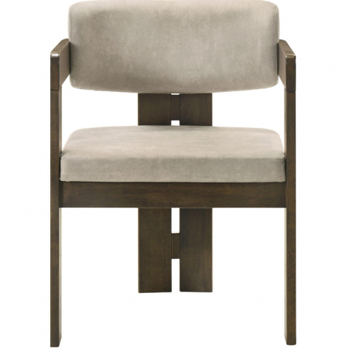 Destin Dining Chair in Light Gray Fabric & Walnut Finish