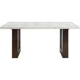 Edwyn 68" Dining Table in White Faux Marble & Brown Finish