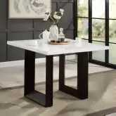 Edwyn 48" Counter Dining Table in White Natural Marble & Espresso Wood