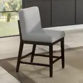 Edwyn Counter Stool Chair in Gray Linen & Espresso (Set of 2)