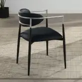 Jaramillo Dining Arm Chair in Black Synthetic Leather, Metal & Black Metal (Set of 2)