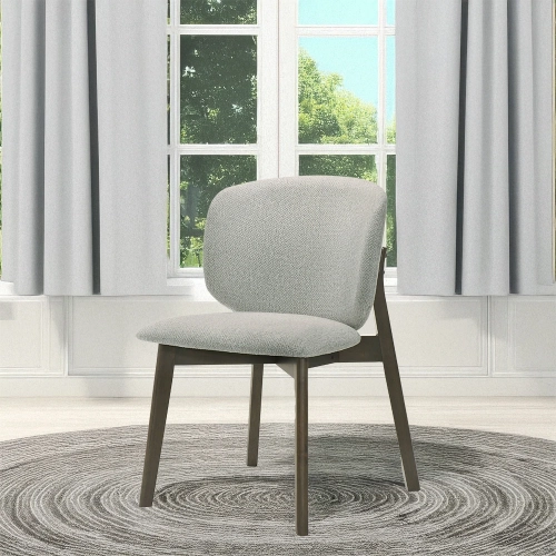 Mallin Dining Chair in Gray Chenille & Walnut Finish (Set of 2)