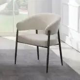 Jirina Dining Arm Chair in Beige Chenille & Black Metal (Set of 2)
