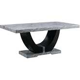 Caralin 70" Dining Table in Engineered Stone & Black Finish