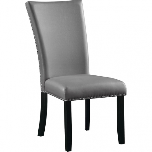 Caralin Dining Chair in Gray Leatherette & Black Finish (Set of 2)