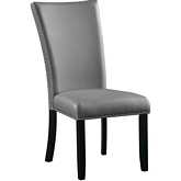 Caralin Dining Chair in Gray Leatherette & Black Finish (Set of 2)