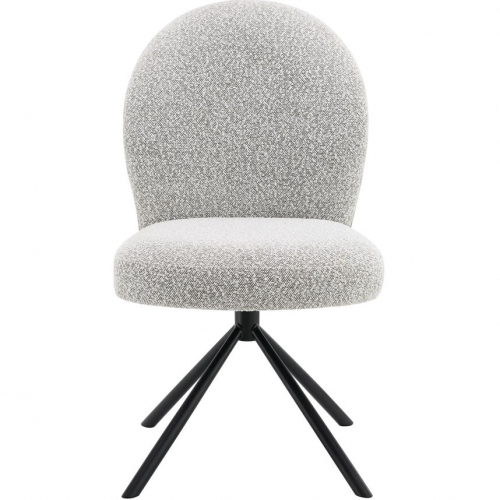 Lawton Swivel Dining Chair in Gray Boucle & Black Finish (Set of 2)