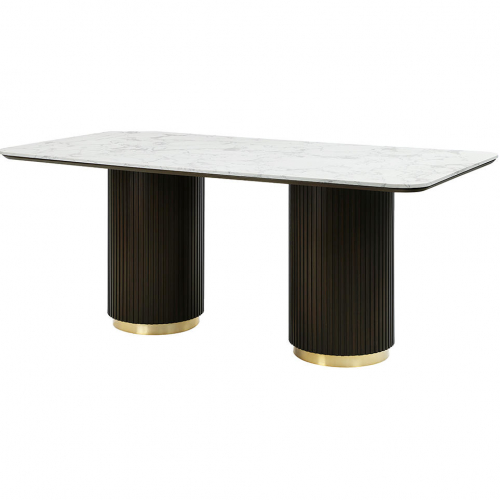 Clayten 71" Dining Table in Faux Marble & Espresso Finish