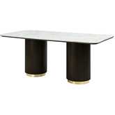 Clayten 71" Dining Table in Faux Marble & Espresso Finish