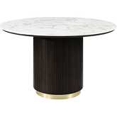 Clayten 52" Round Dining Table in Faux Marble & Espresso Finish