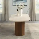 Leonardo Dining Table in Travertine & Dark Oak
