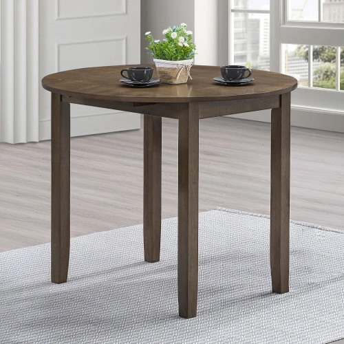Damica 35" Round Dining Table in Walnut Finish Wood