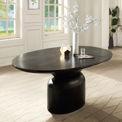 Marioly 78" Dining Table in Ash Black Finish Wood
