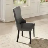 Marioly Dining Chair in Gray Boucle Fabric & Black Wood (Set of 2)