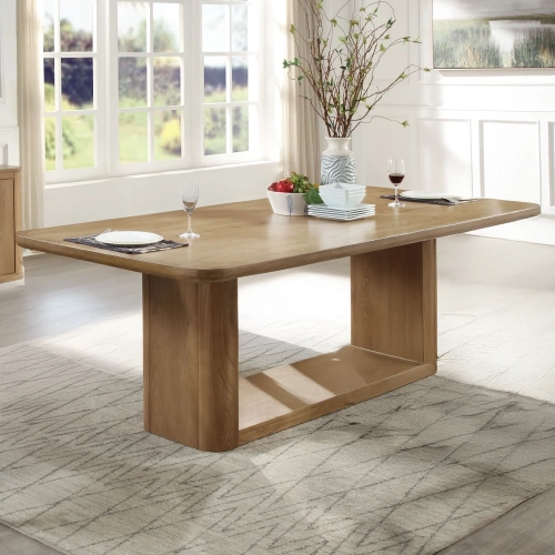 Zoey 95" Dining Table in Natural Finish Oak Wood