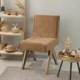 Zoey Dining Chair in Chocolate Brown Chenille & Natural Oak (Set of 2)